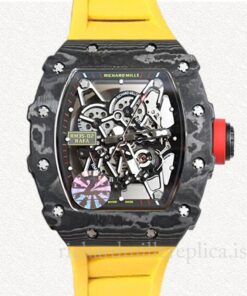 Richard Mille RM35-02 Mechanical Men Transparent Dial Rubber Band Carbon Fiber