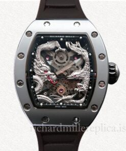 Richard Mille RM57-01 Men Mechanical Rubber Band Stainless Steel Silver Dragon and Phoenix Dial