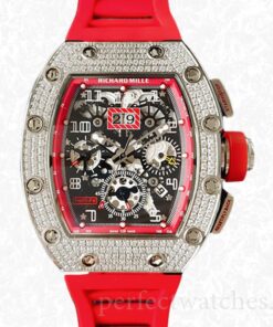 Richard Mille RM011 Men Mechanical Diamond Bezel Rubber Band Transparent Dial